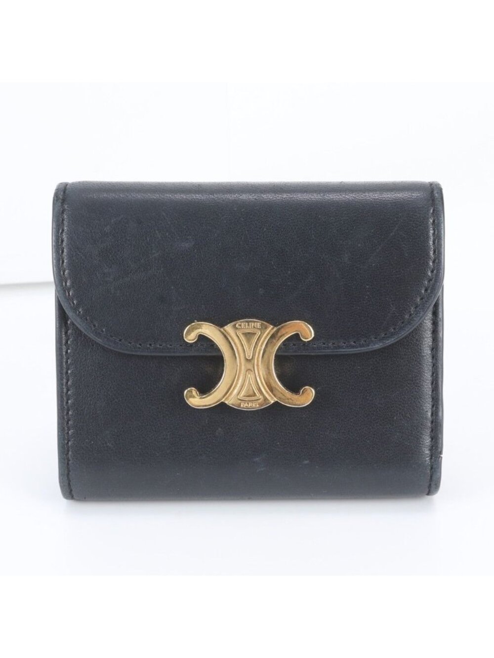 Celine Small Flap Wallet Triomphe Leather Trifold Compact